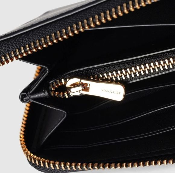 Coach Logo Slim Accordian Zip Leather Wallet - Picture 4 of 12